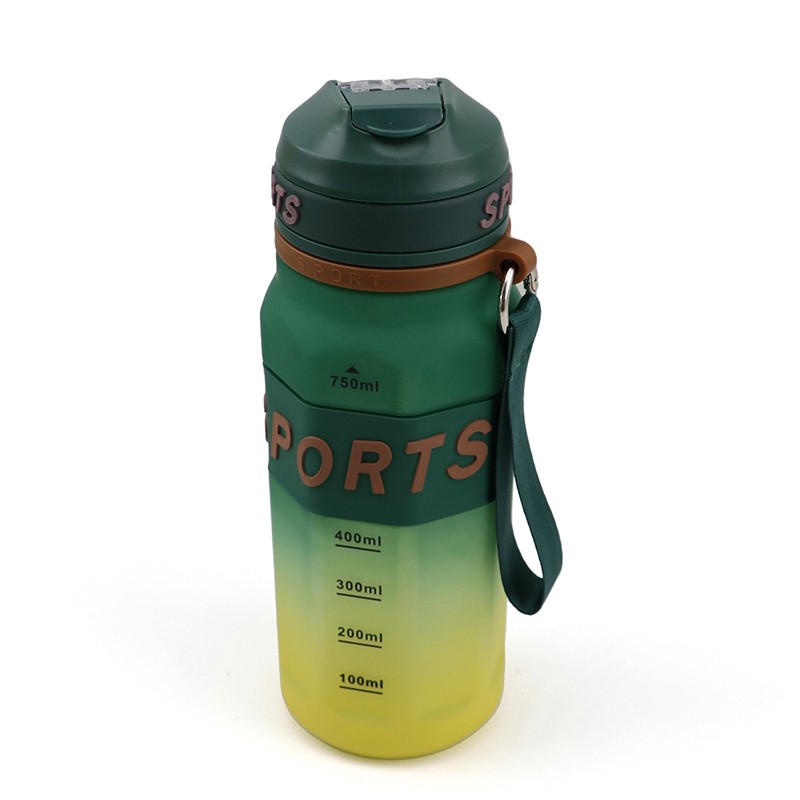 İdman su qabı plastik, Yaşıl rəng, 750 ml